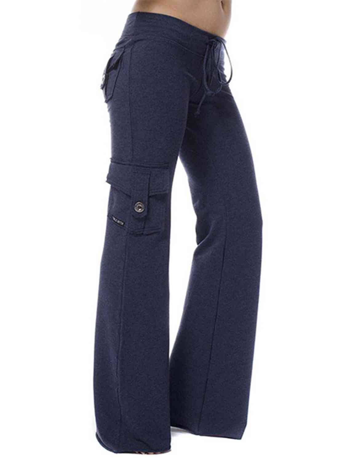 Mid Waist Pants with Pockets