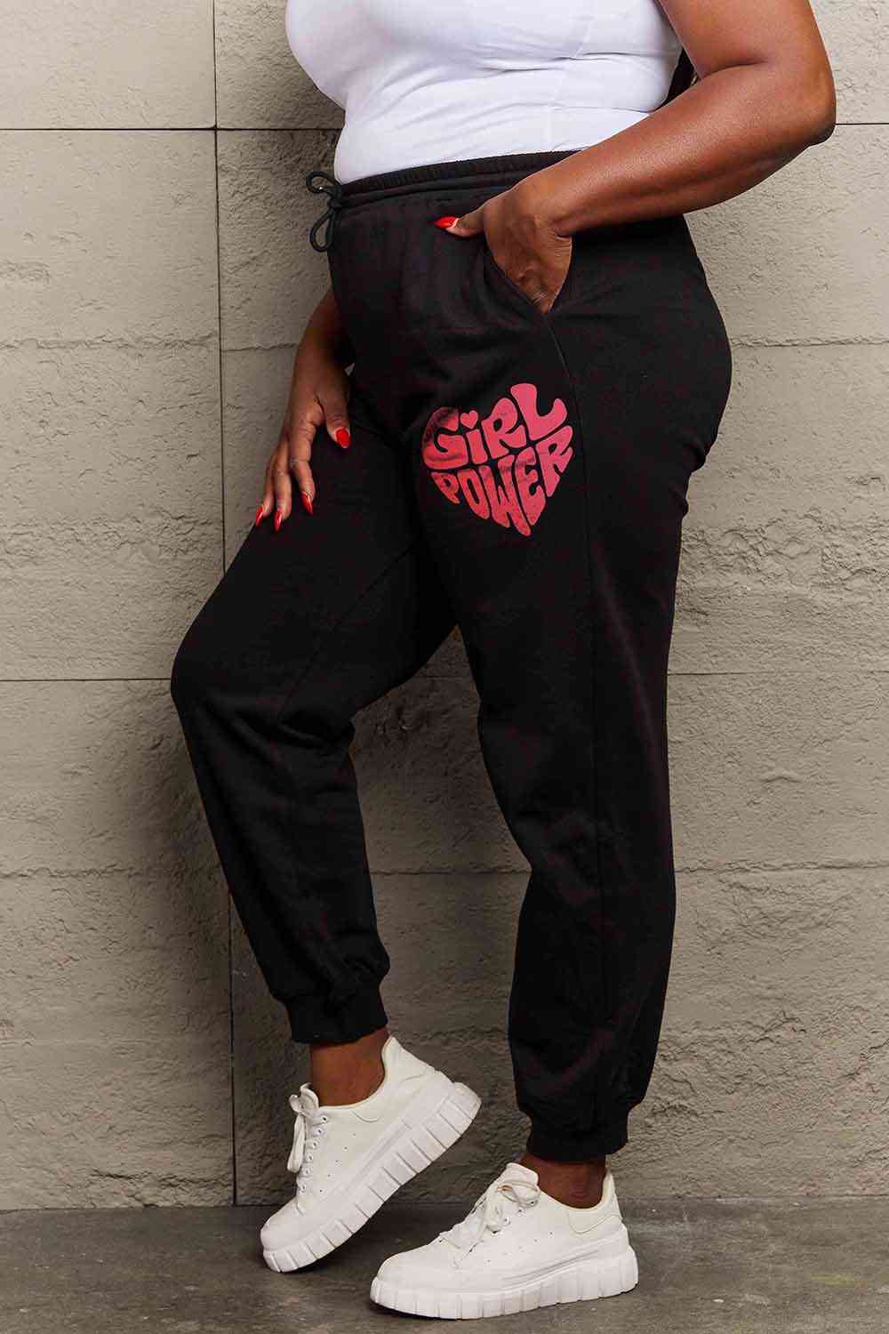 Simply Love Full Size GIRL POWER Graphic Sweatpants